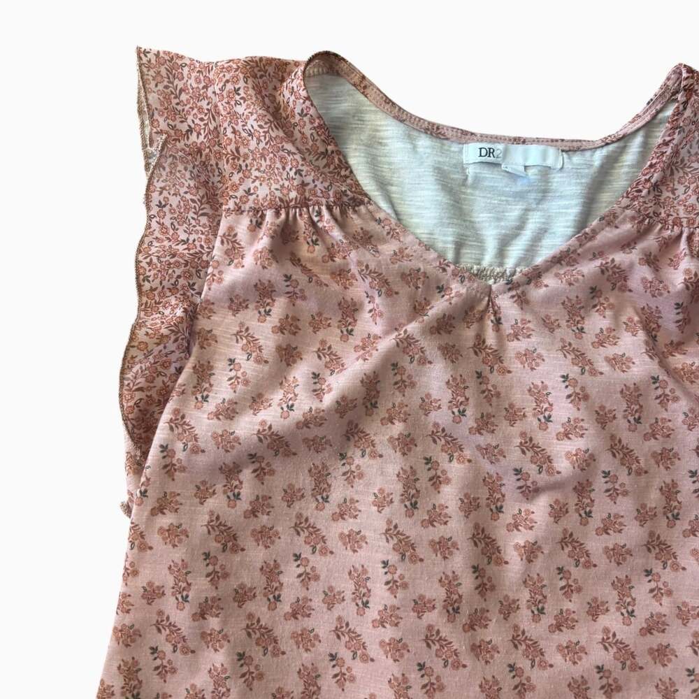 DR2 Daniel Rainn Pink Ditsy Floral Flutter Sleeve Blouse Top Women's Size S - Picture 5 of 12